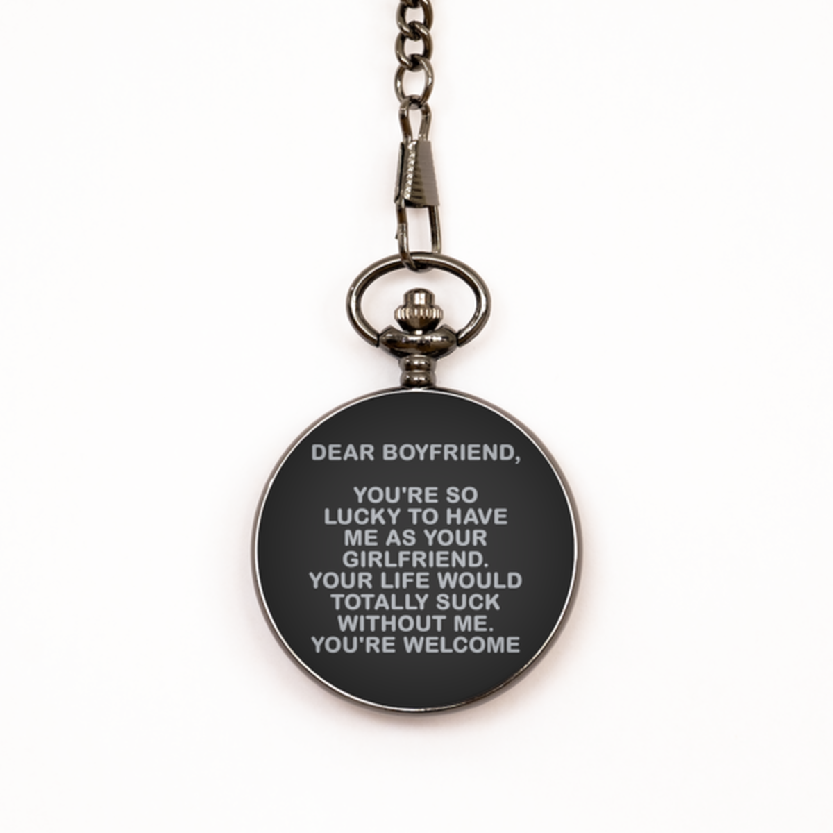 To My Boyfriend Black Pocket Watch, You'Re So Lucky To Have Me, Valentines  Gifts For Boyfriend From Girlfriend, Birthday Gifts For Men