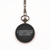 Load image into Gallery viewer, To My Grandma  Black Pocket Watch, Sword And A Shield, Valentines Gifts For Grandma From Granddaughter, Birthday Gifts For Women
