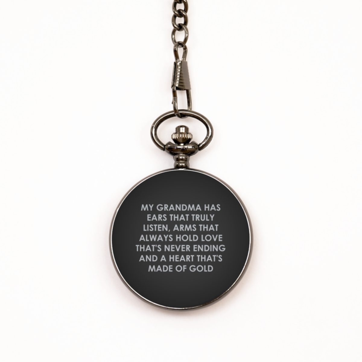 To My Grandma  Black Pocket Watch, Heart That's Made Of Gold, Valentines Gifts For Grandma From Granddaughter, Birthday Gifts For Women