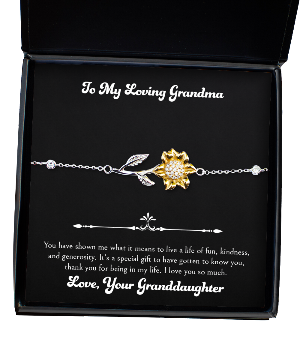 To My Grandma Gifts, Thank You For Being In My Life, Sunflower Bracelet For Women, Birthday Mothers Day Present From Granddaughter