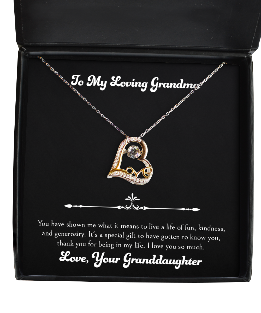 To My Grandma Gifts, Thank You For Being In My Life, Love Dancing Necklace For Women, Birthday Mothers Day Present From Granddaughter