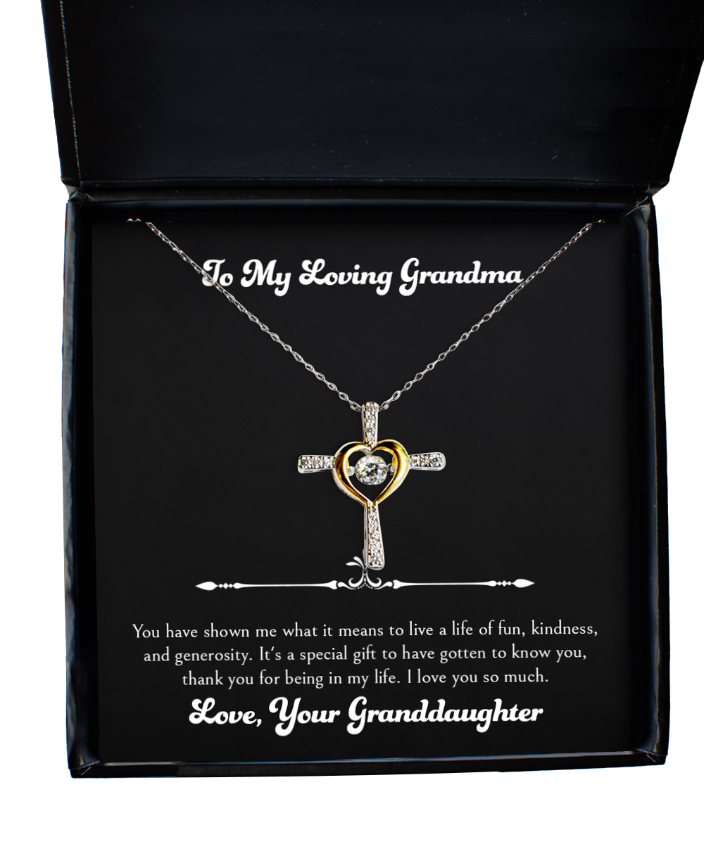 To My Grandma Gifts, Thank You For Being In My Life, Cross Dancing Necklace For Women, Birthday Mothers Day Present From Granddaughter