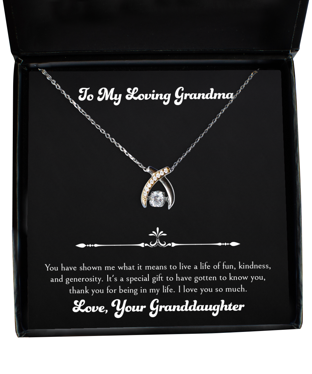 To My Grandma Gifts, Thank You For Being In My Life, Wishbone Dancing Neckace For Women, Birthday Mothers Day Present From Granddaughter