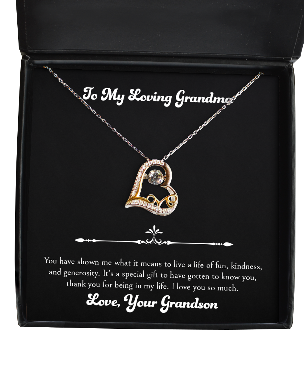 To My Grandma Gifts, Thank You For Being In My Life, Love Dancing Necklace For Women, Birthday Mothers Day Present From Grandson