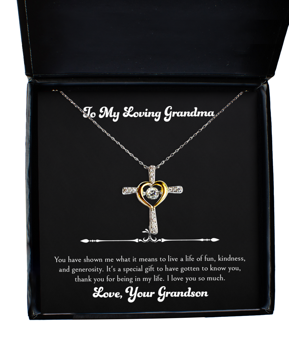 To My Grandma Gifts, Thank You For Being In My Life, Cross Dancing Necklace For Women, Birthday Mothers Day Present From Grandson