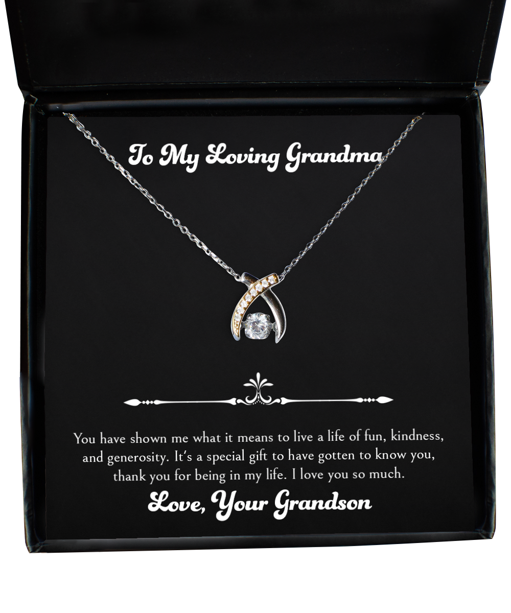 To My Grandma Gifts, Thank You For Being In My Life, Wishbone Dancing Neckace For Women, Birthday Mothers Day Present From Grandson