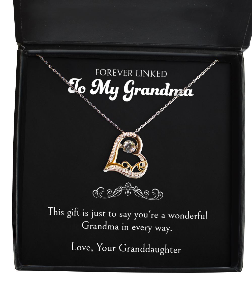 To My Grandma Gifts, You're A Wonderful Grandma, Love Dancing Necklace For Women, Birthday Mothers Day Present From Granddaughter