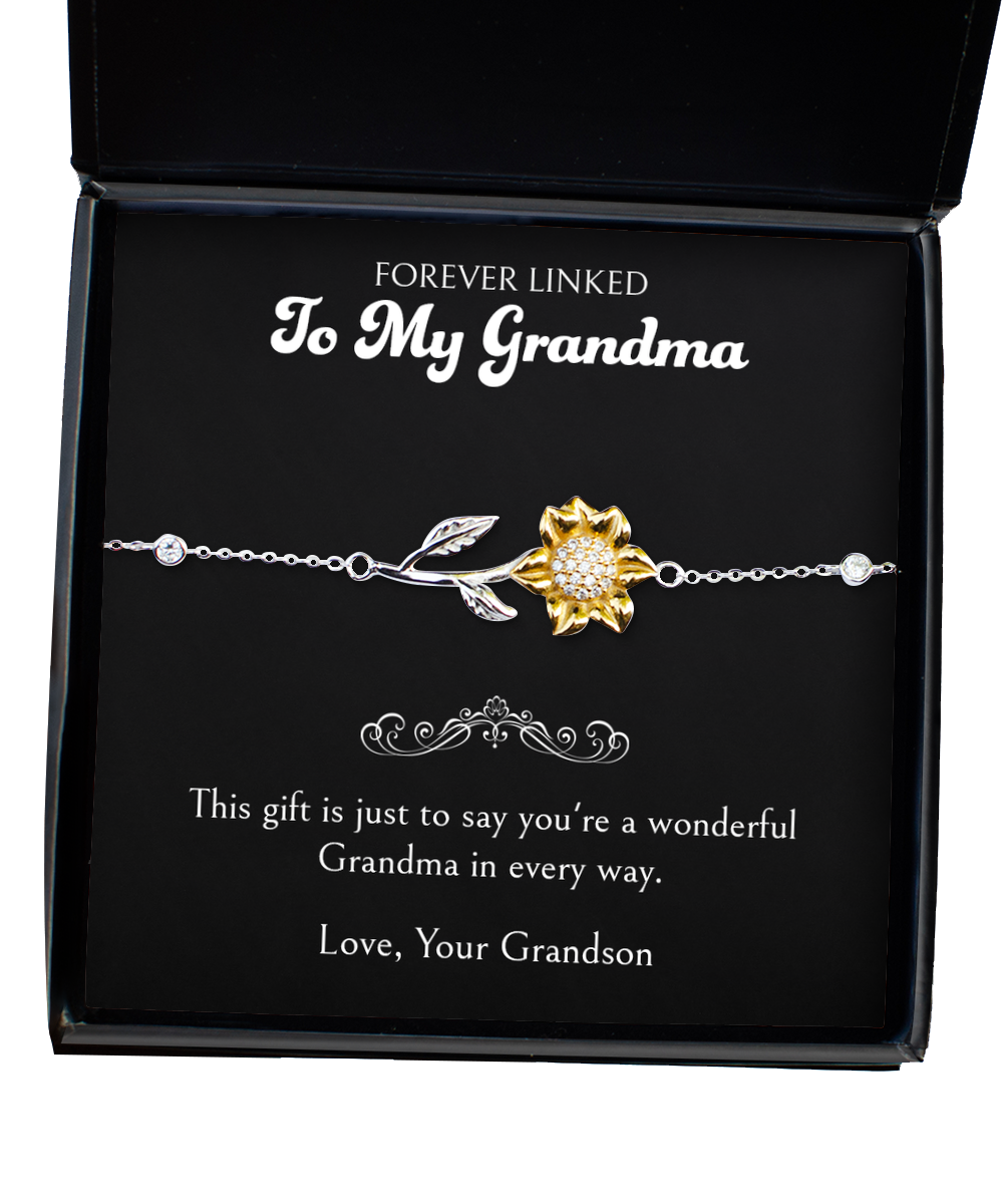 To My Grandma Gifts, You're A Wonderful Grandma, Sunflower Bracelet For Women, Birthday Mothers Day Present From Grandson