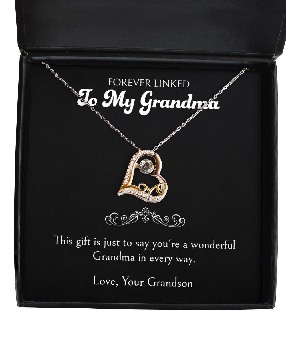 To My Grandma Gifts, You're A Wonderful Grandma, Love Dancing Necklace For Women, Birthday Mothers Day Present From Grandson
