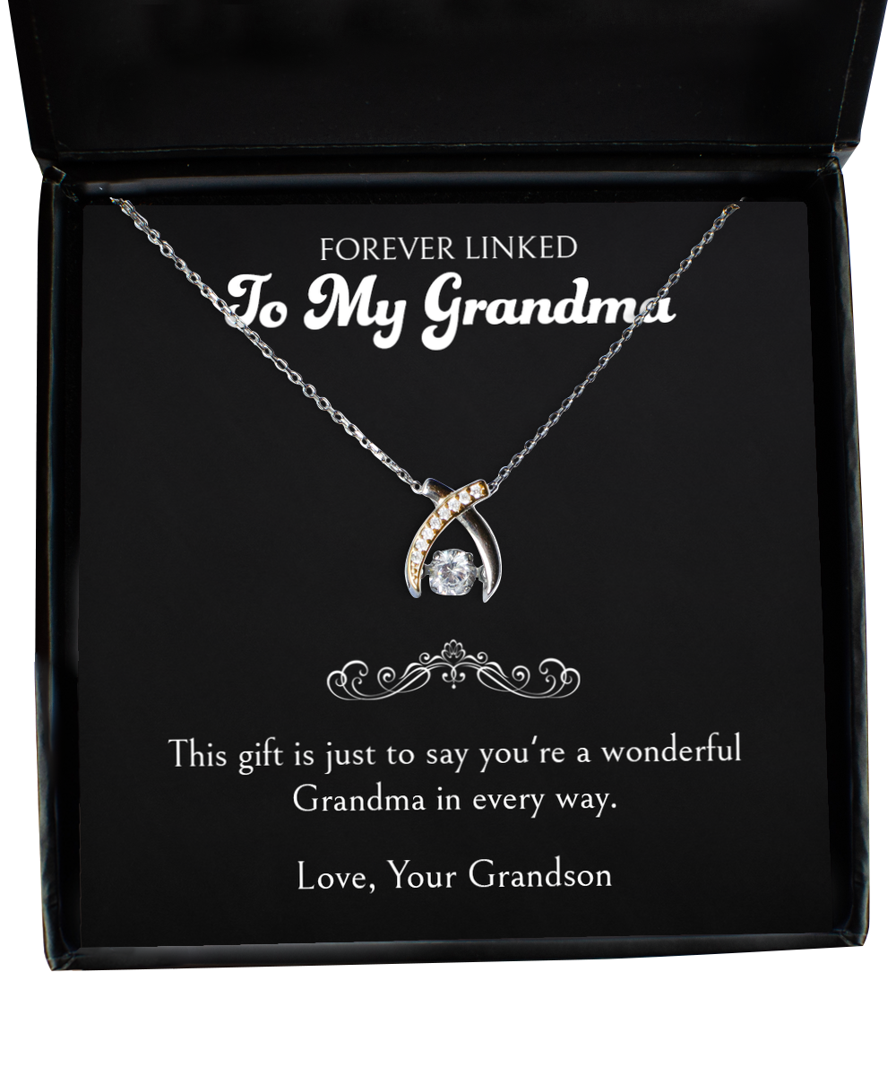 To My Grandma Gifts, You're A Wonderful Grandma, Wishbone Dancing Neckace For Women, Birthday Mothers Day Present From Grandson