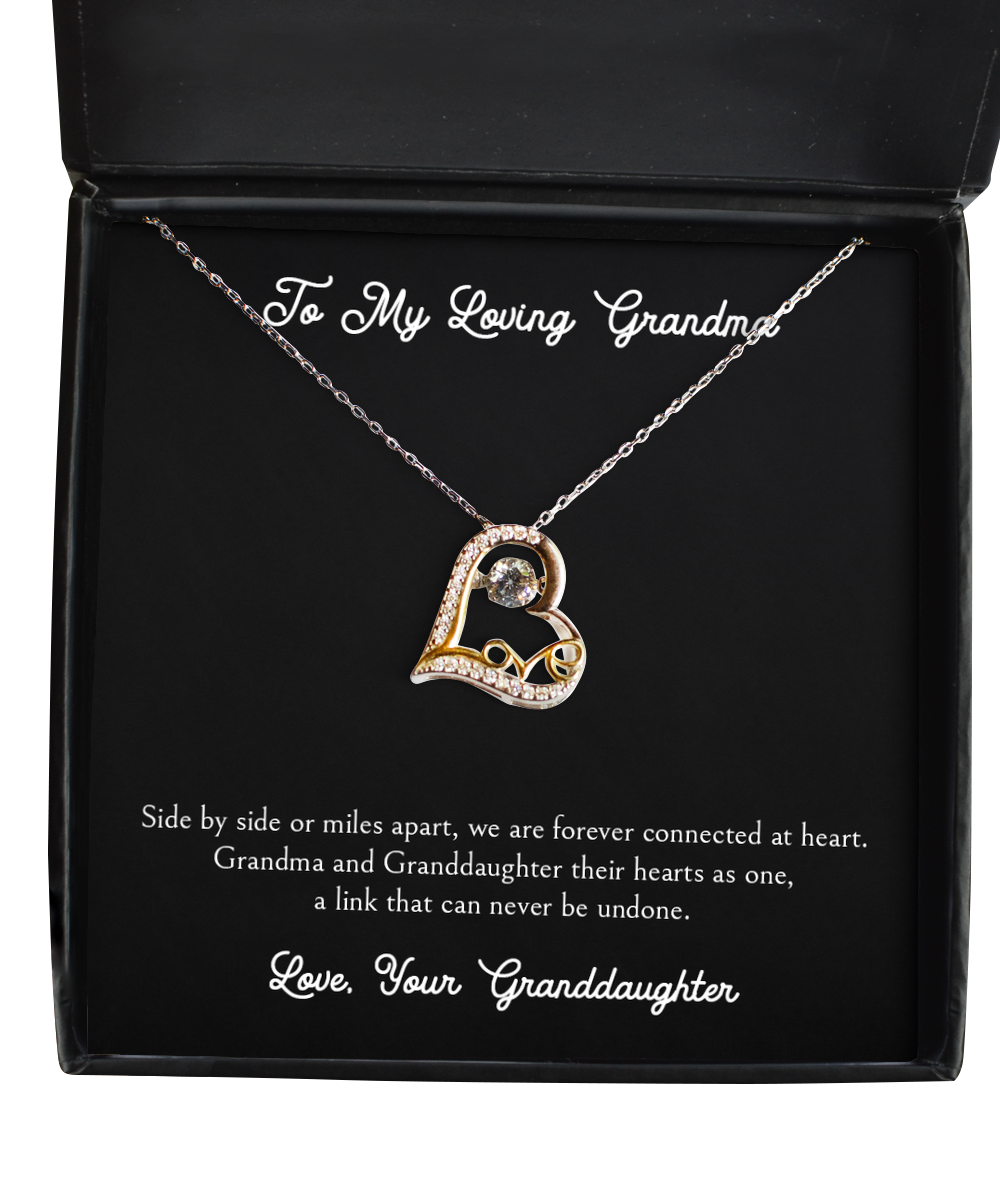 To My Grandma Gifts, Side By Side Or Miles Apart, Love Dancing Necklace For Women, Birthday Mothers Day Present From Granddaughter