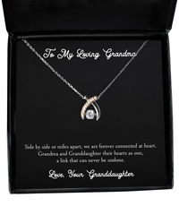 Load image into Gallery viewer, To My Grandma Gifts, Side By Side Or Miles Apart, Wishbone Dancing Neckace For Women, Birthday Mothers Day Present From Granddaughter
