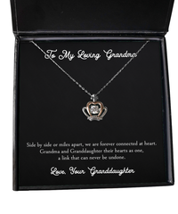 Load image into Gallery viewer, To My Grandma Gifts, Side By Side Or Miles Apart, Crown Pendant Necklace For Women, Birthday Mothers Day Present From Granddaughter
