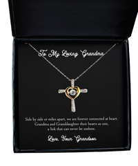Load image into Gallery viewer, To My Grandma Gifts, Side By Side Or Miles Apart, Cross Dancing Necklace For Women, Birthday Mothers Day Present From Grandson
