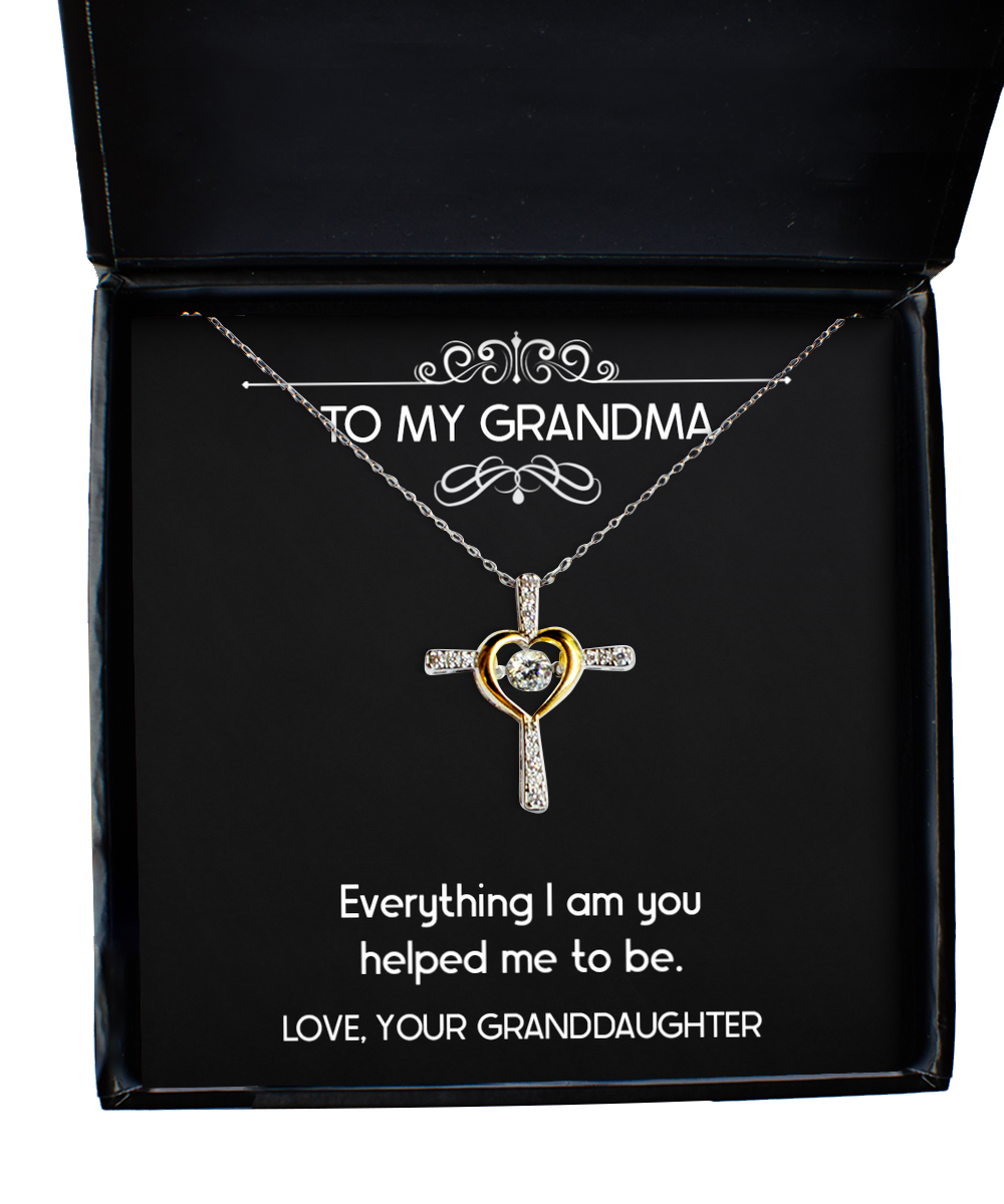 To My Grandma Gifts, Everything I Am You Helped Me To Be, Cross Dancing Necklace For Women, Birthday Mothers Day Present From Granddaughter