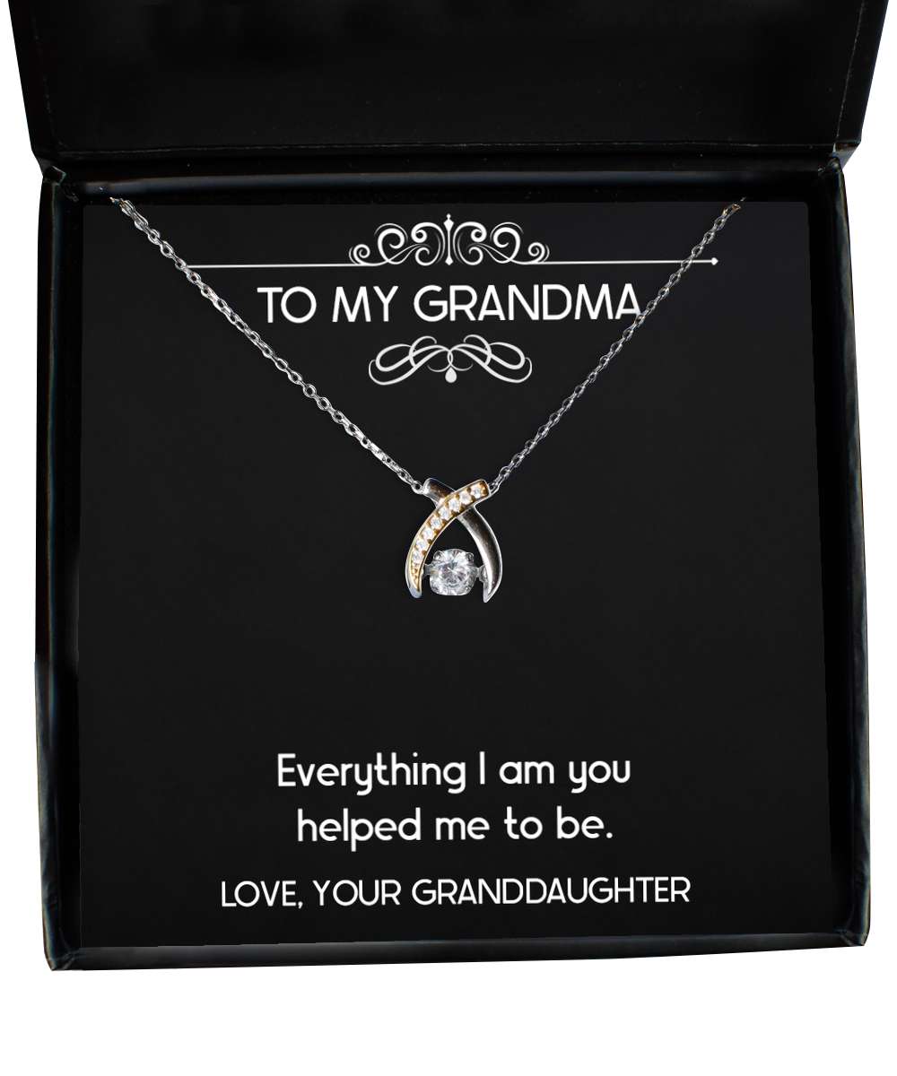 To My Grandma Gifts, Everything I Am You Helped Me To Be, Wishbone Dancing Neckace For Women, Birthday Mothers Day Present From Granddaughter