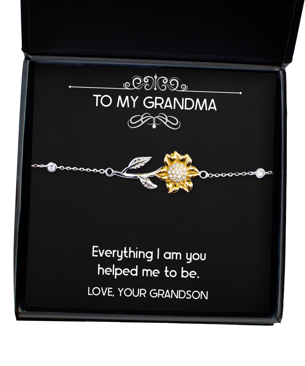 To My Grandma Gifts, Everything I Am You Helped Me To Be, Sunflower Bracelet For Women, Birthday Mothers Day Present From Grandson