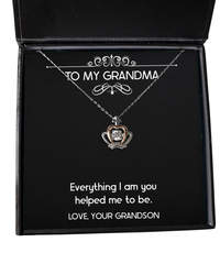Load image into Gallery viewer, To My Grandma Gifts, Everything I Am You Helped Me To Be, Crown Pendant Necklace For Women, Birthday Mothers Day Present From Grandson
