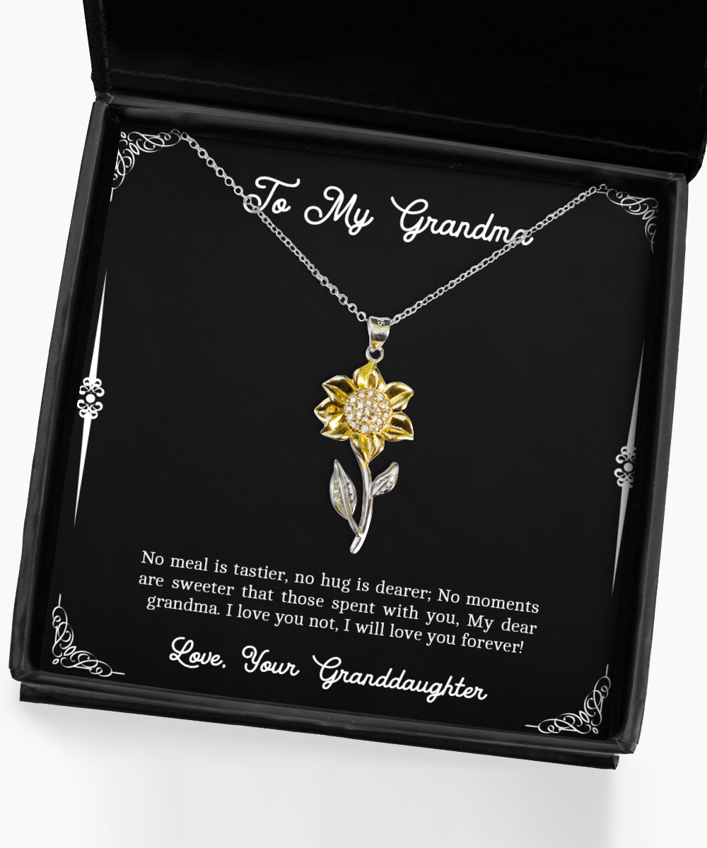 To My Grandma Gifts, My Dear Grandma, Sunflower Pendant Necklace For Women, Birthday Mothers Day Present From Granddaughter