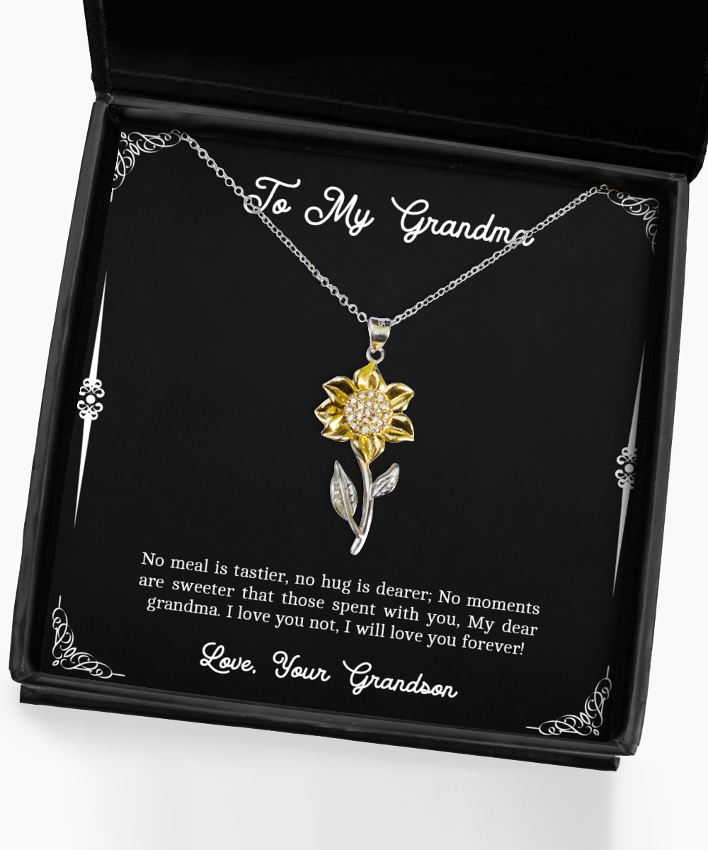 To My Grandma Gifts, My Dear Grandma, Sunflower Pendant Necklace For Women, Birthday Mothers Day Present From Grandson