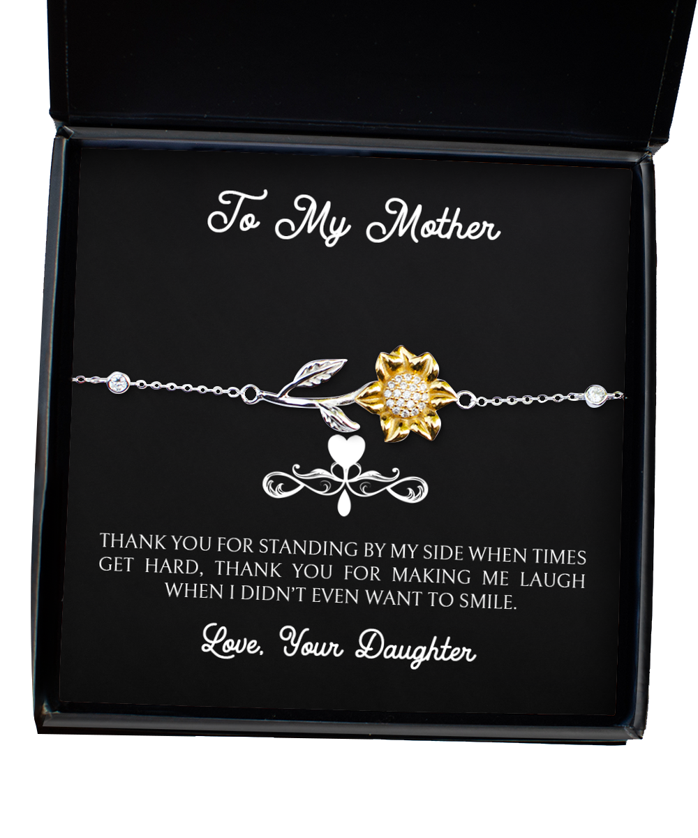 To My Mother Gifts, Thank You For Standing By My Side, Sunflower Bracelet For Women, Birthday Mothers Day Present From Daughter