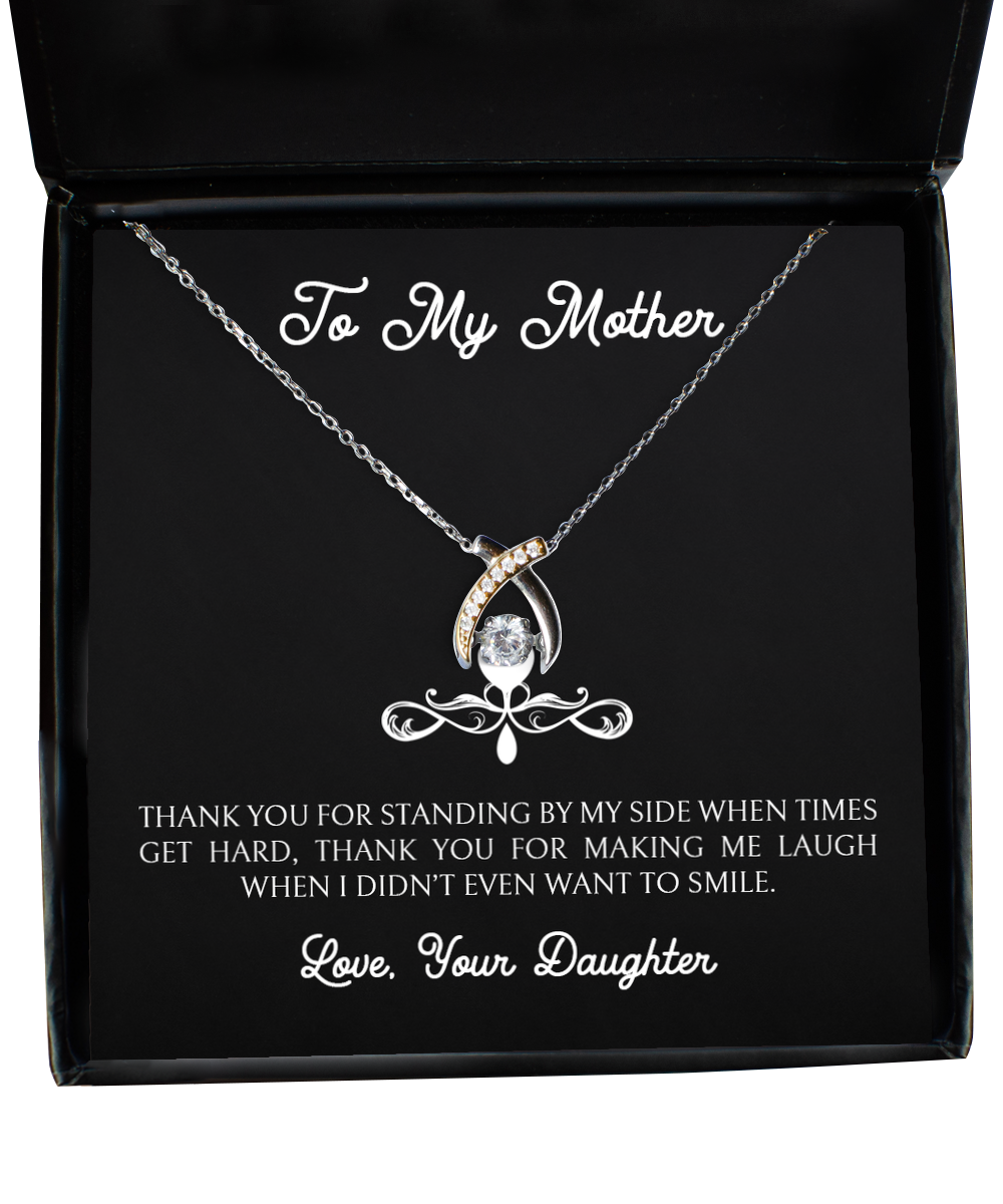 To My Mother Gifts, Thank You For Standing By My Side, Wishbone Dancing Neckace For Women, Birthday Mothers Day Present From Daughter