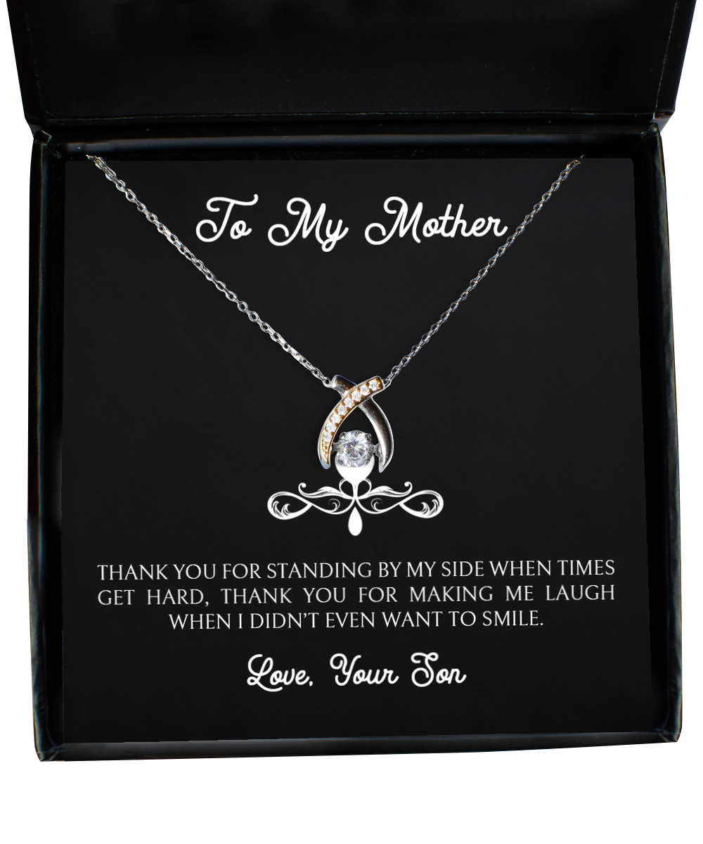 To My Mother Gifts, Thank You For Standing By My Side, Wishbone Dancing Neckace For Women, Birthday Mothers Day Present From Son