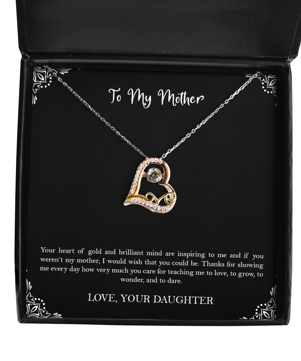 To My Mother Gifts, Your Heart Of Gold And Brilliant Mind, Love Dancing Necklace For Women, Birthday Mothers Day Present From Daughter