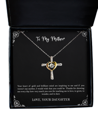 Load image into Gallery viewer, To My Mother Gifts, Your Heart Of Gold And Brilliant Mind, Cross Dancing Necklace For Women, Birthday Mothers Day Present From Daughter
