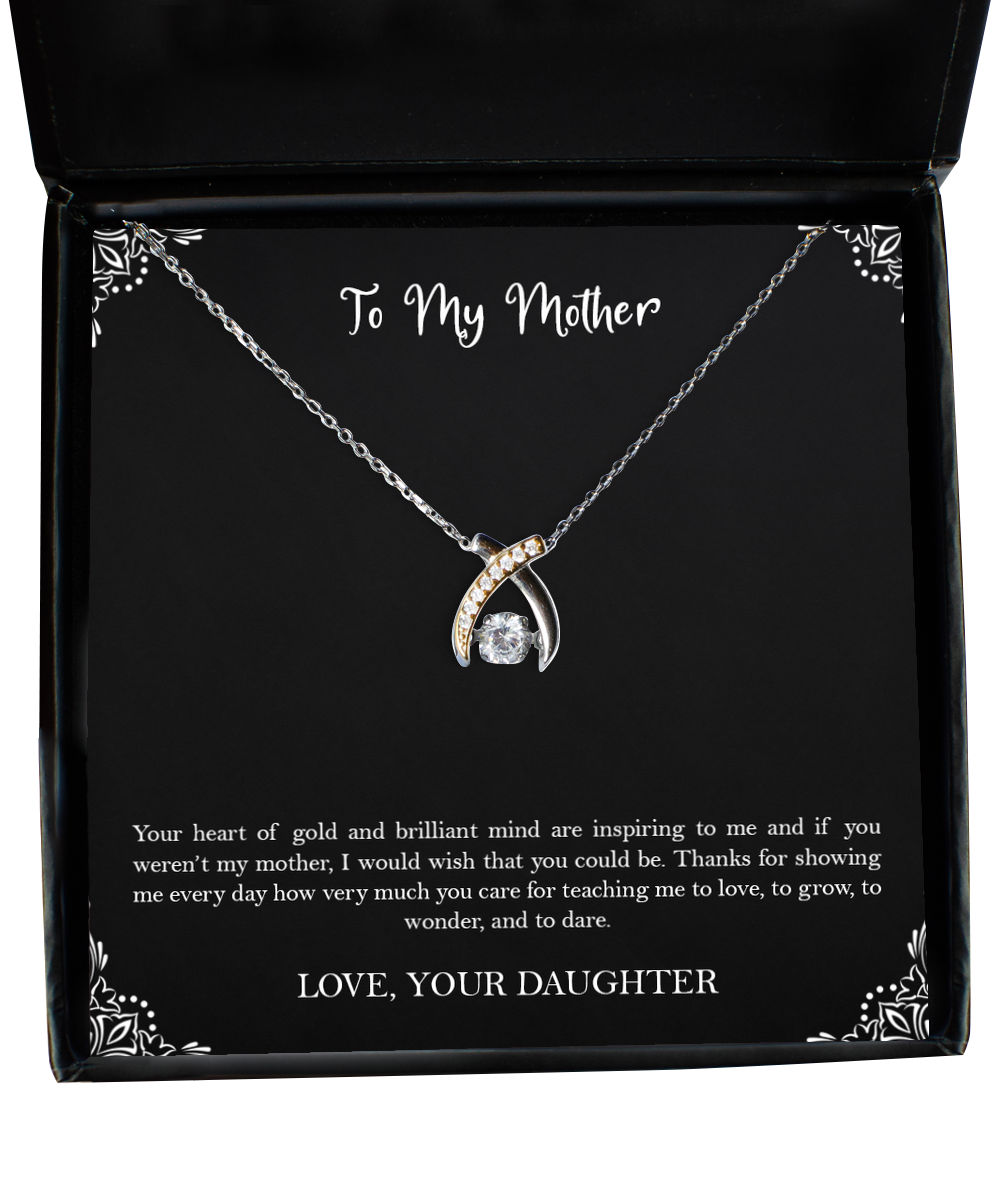 To My Mother Gifts, Your Heart Of Gold And Brilliant Mind, Wishbone Dancing Neckace For Women, Birthday Mothers Day Present From Daughter