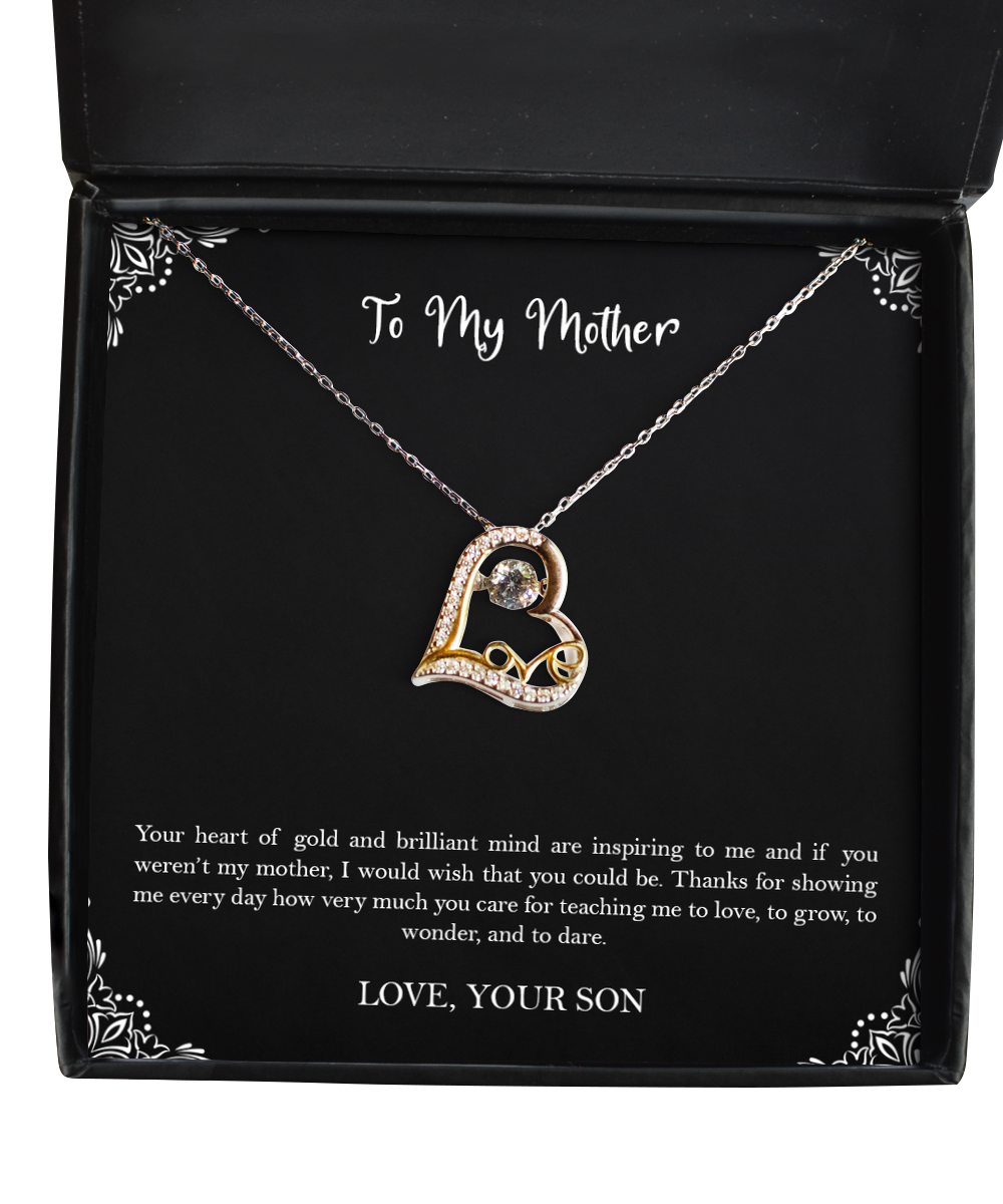 To My Mother Gifts, Your Heart Of Gold And Brilliant Mind, Love Dancing Necklace For Women, Birthday Mothers Day Present From Son