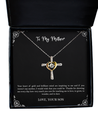 Load image into Gallery viewer, To My Mother Gifts, Your Heart Of Gold And Brilliant Mind, Cross Dancing Necklace For Women, Birthday Mothers Day Present From Son
