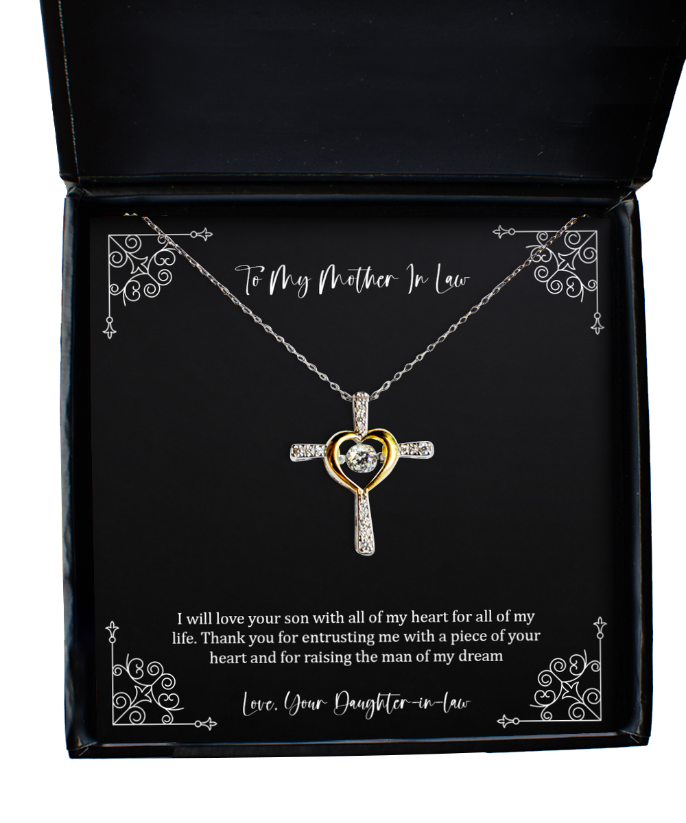 To My Mother-In-Law Gifts, Thank You For Entrusting Me, Cross Dancing Necklace For Women, Birthday Mothers Day Present From Daughter-In-Law