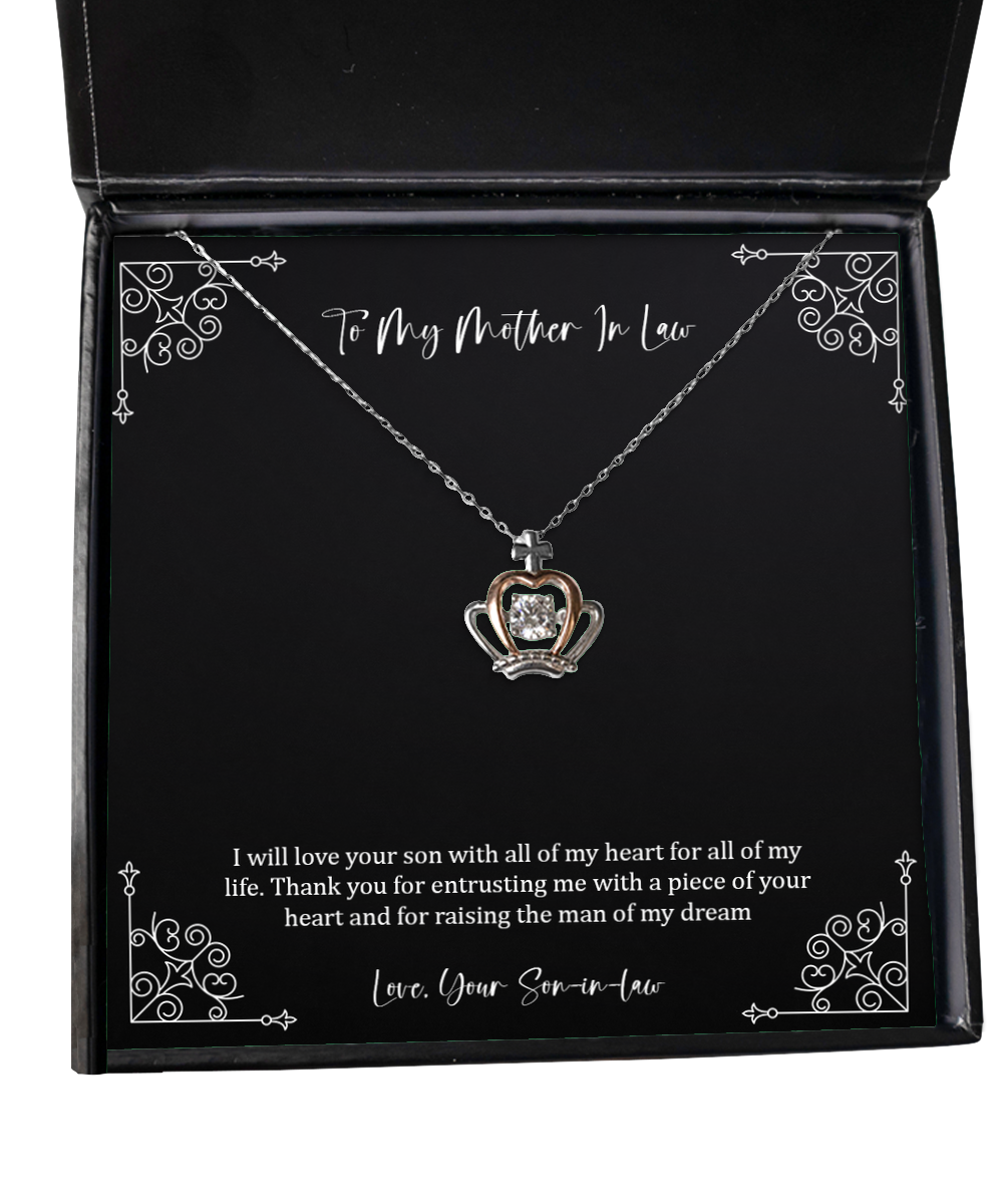 To My Mother-In-Law Gifts, Thank You For Entrusting Me, Crown Pendant Necklace For Women, Birthday Mothers Day Present From Son-In-Law