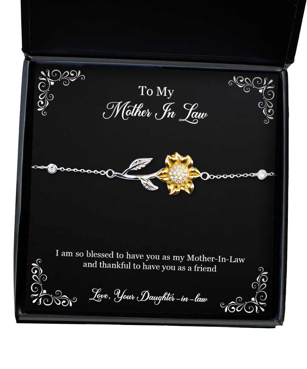 To My Mother-In-Law Gifts, I Am So Blessed To Have You, Sunflower Bracelet For Women, Birthday Mothers Day Present From Daughter-In-Law