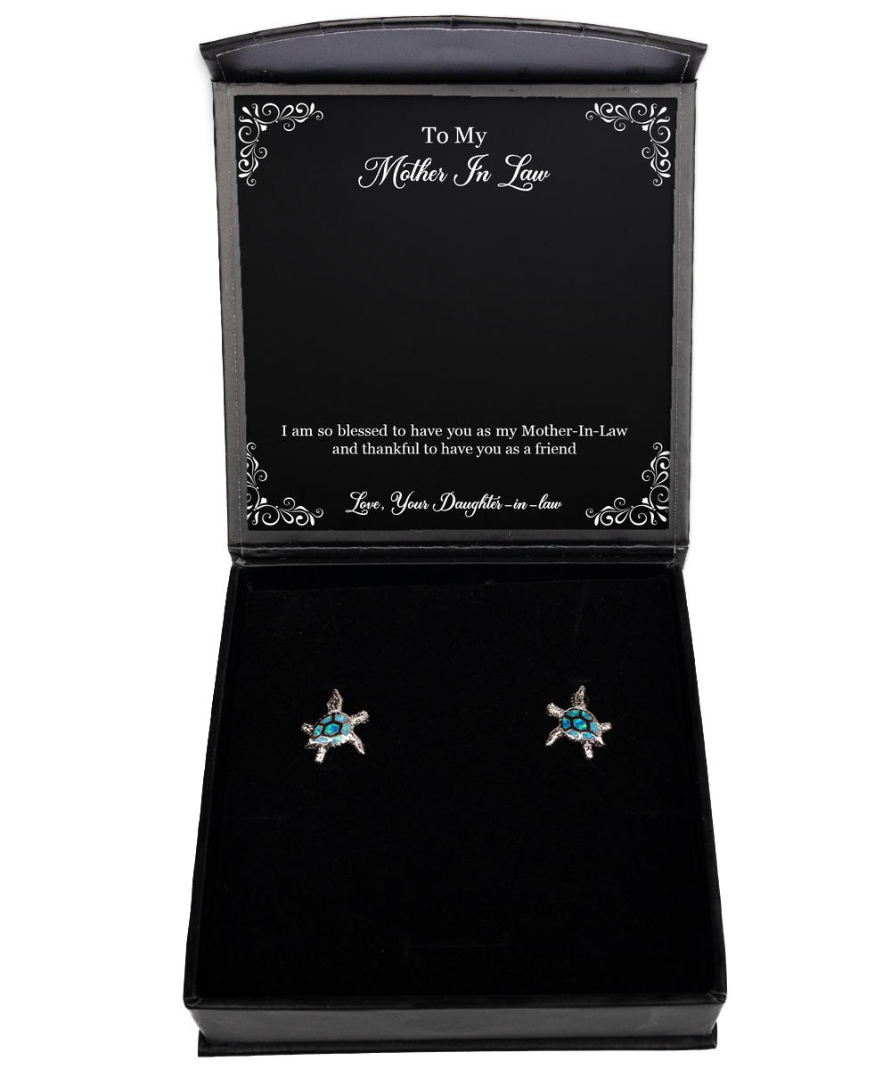 To My Mother-In-Law Gifts, I Am So Blessed To Have You, Opal Turtle Earrings For Women, Birthday Mothers Day Present From Daughter-In-Law