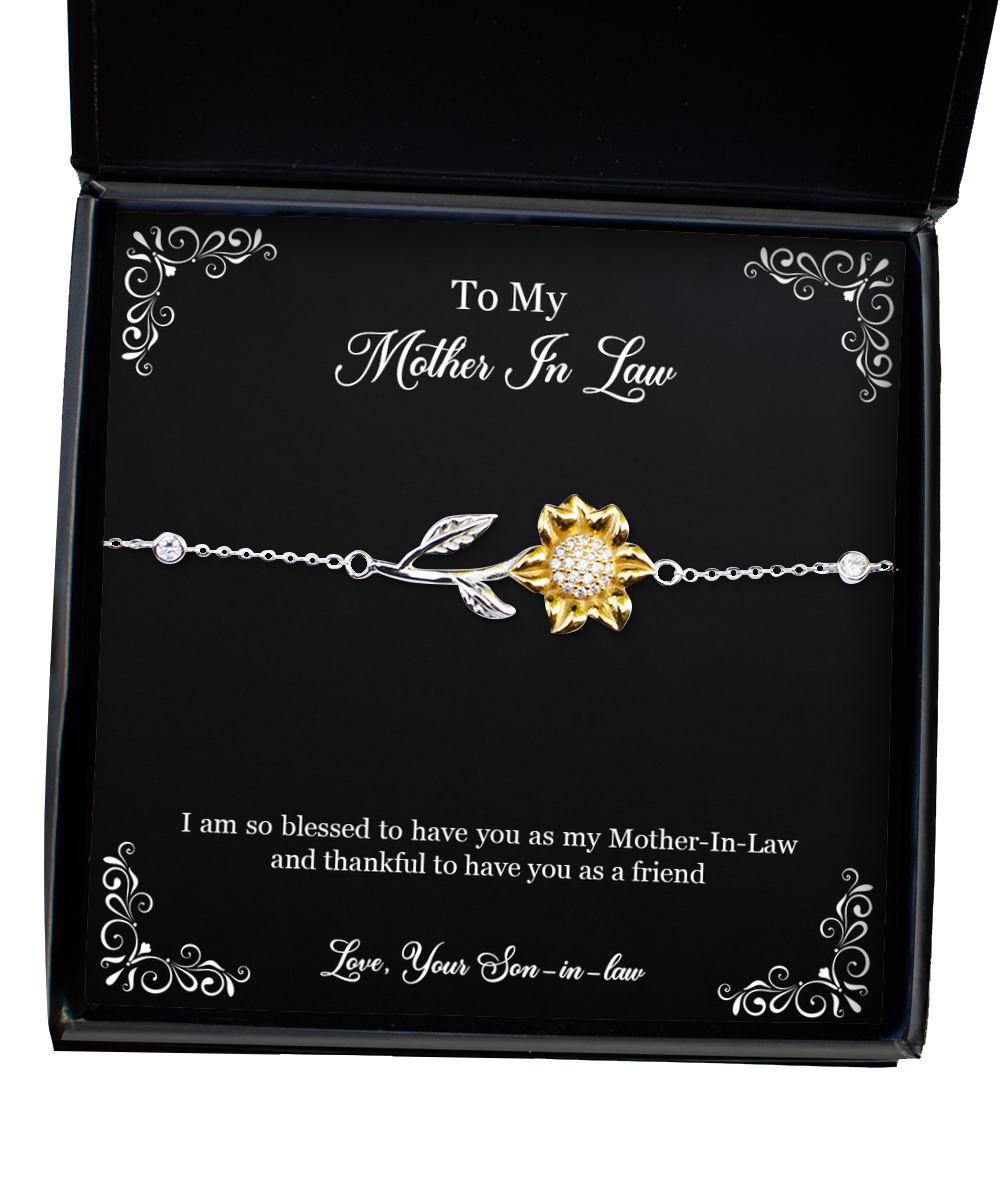To My Mother-In-Law Gifts, I Am So Blessed To Have You, Sunflower Bracelet For Women, Birthday Mothers Day Present From Son-In-Law