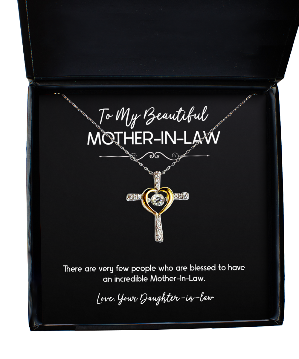 To My Mother-In-Law Gifts, Incredible Mother-In-Law, Cross Dancing Necklace For Women, Birthday Mothers Day Present From Daughter-In-Law