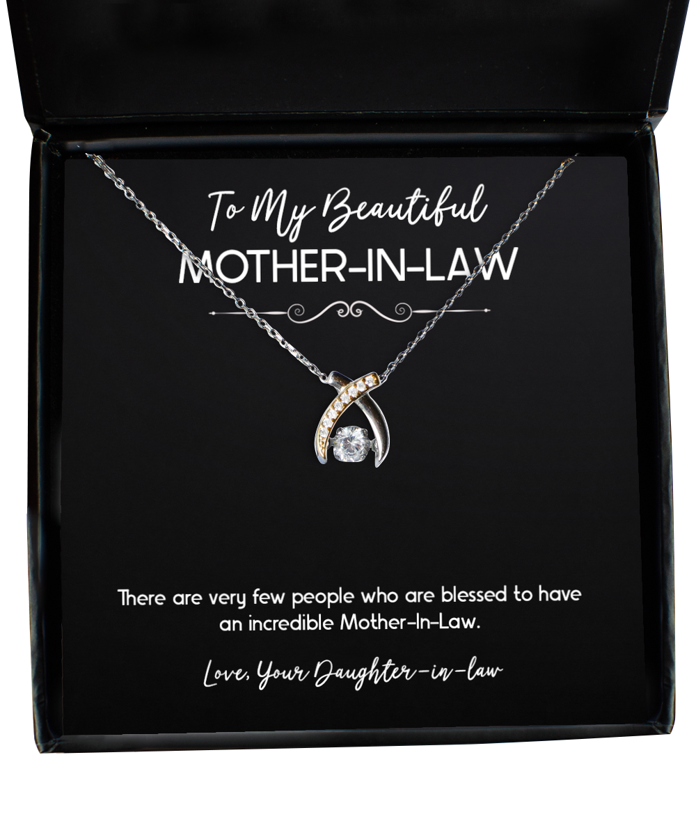 To My Mother-In-Law Gifts, Incredible Mother-In-Law, Wishbone Dancing Neckace For Women, Birthday Mothers Day Present From Daughter-In-Law