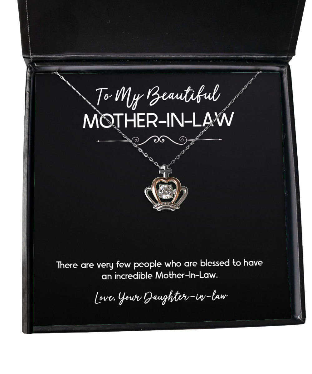 To My Mother-In-Law Gifts, Incredible Mother-In-Law, Crown Pendant Necklace For Women, Birthday Mothers Day Present From Daughter-In-Law