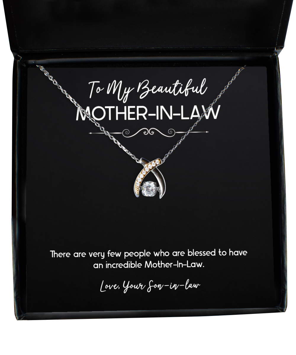 To My Mother-In-Law Gifts, Incredible Mother-In-Law, Wishbone Dancing Neckace For Women, Birthday Mothers Day Present From Son-In-Law