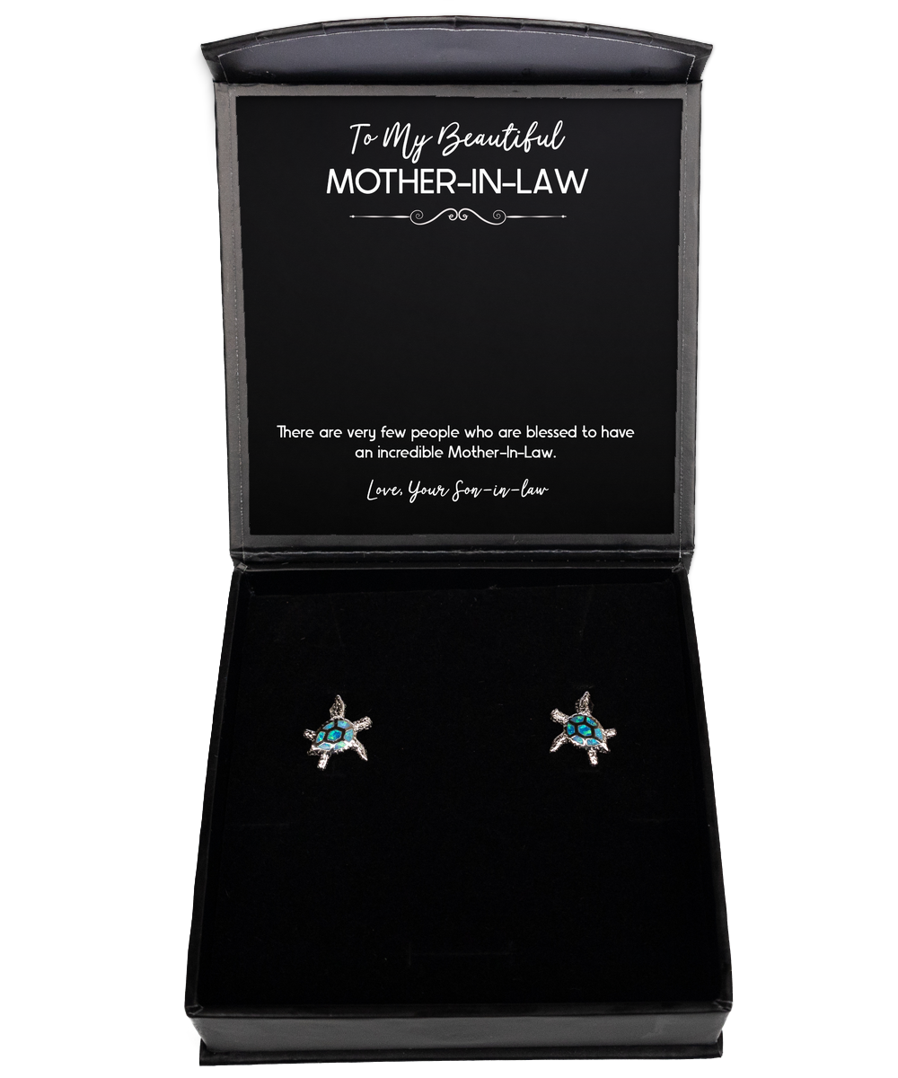To My Mother-In-Law Gifts, Incredible Mother-In-Law, Opal Turtle Earrings For Women, Birthday Mothers Day Present From Son-In-Law