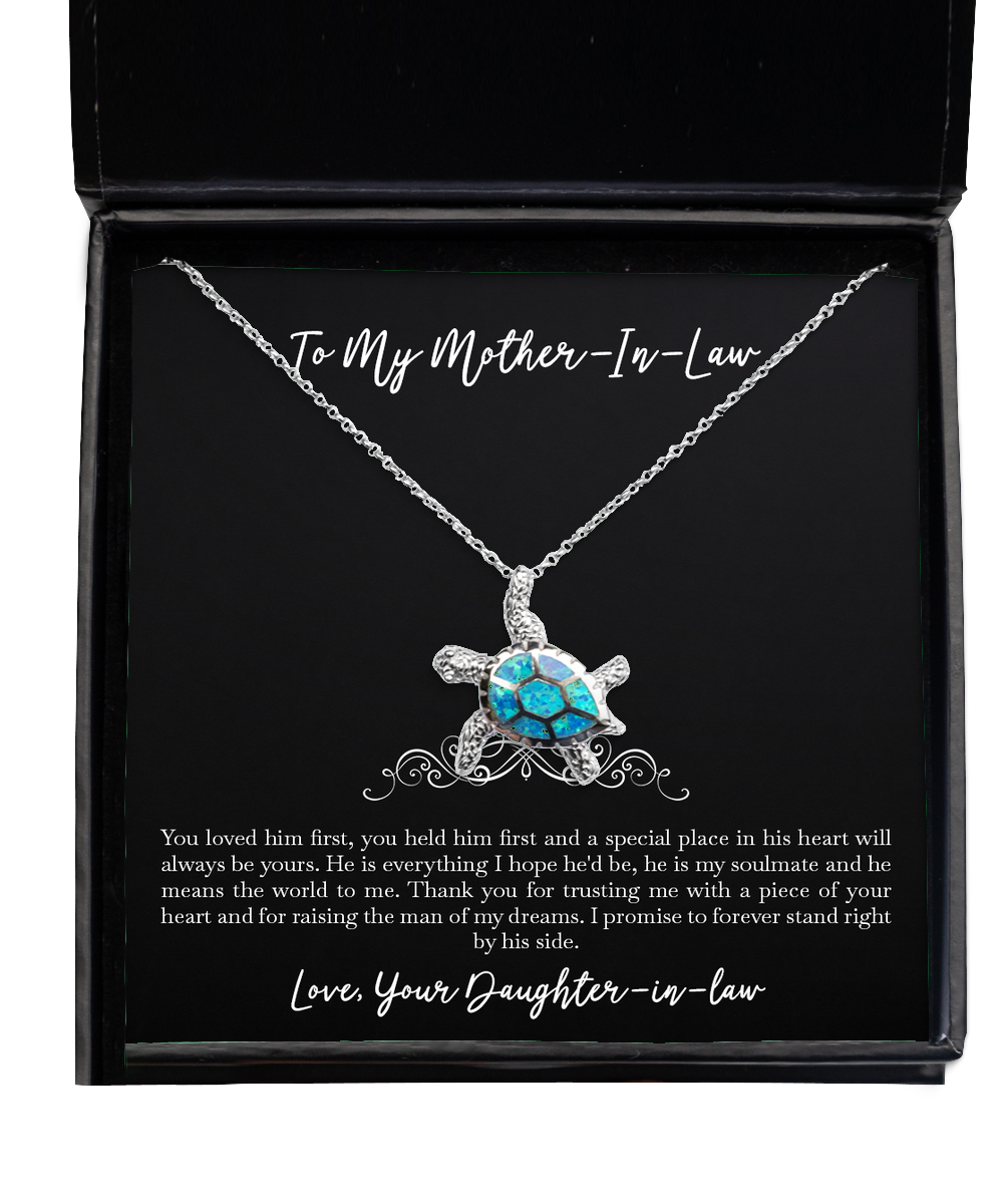 To My Mother-In-Law Gifts, Thank You For Trusting Me, Opal Turtle Necklace For Women, Birthday Mothers Day Present From Daughter-In-Law