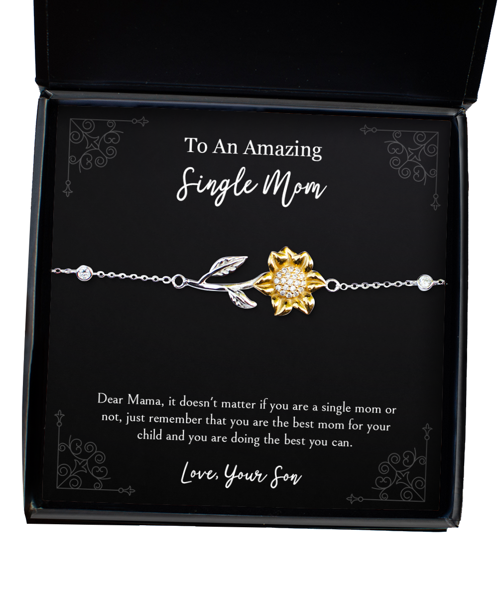To My Single Mom Gifts, You Are Best Mom, Sunflower Bracelet For Women, Birthday Mothers Day Present From Son