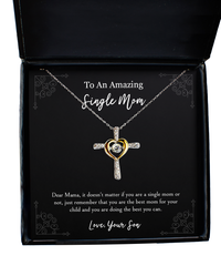 Load image into Gallery viewer, To My Single Mom Gifts, You Are Best Mom, Cross Dancing Necklace For Women, Birthday Mothers Day Present From Son
