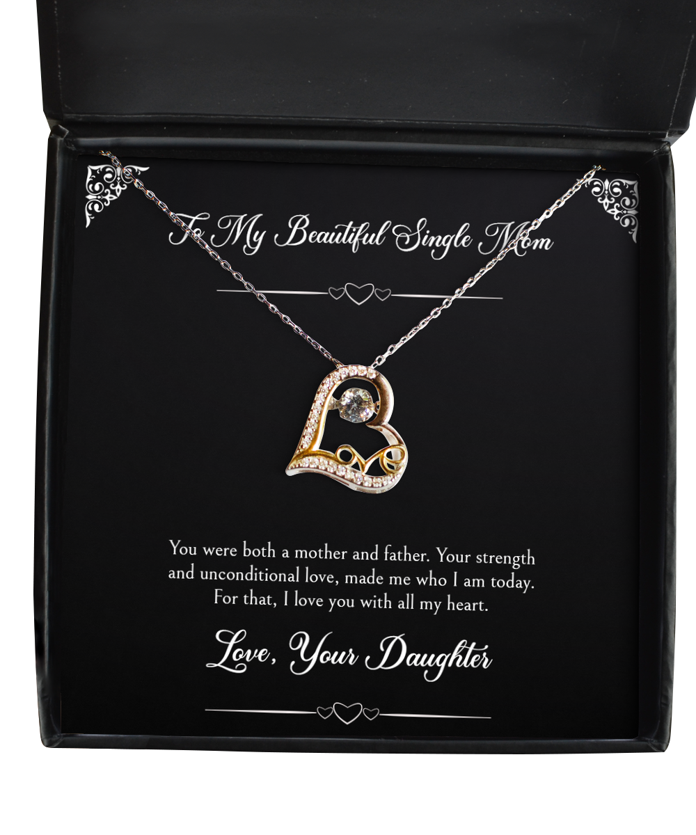 To My Single Mom Gifts, I Love You With All My Heart, Love Dancing Necklace For Women, Birthday Mothers Day Present From Daughter