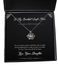 Load image into Gallery viewer, To My Single Mom Gifts, I Love You With All My Heart, Crown Pendant Necklace For Women, Birthday Mothers Day Present From Daughter
