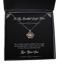 Load image into Gallery viewer, To My Single Mom Gifts, I Love You With All My Heart, Crown Pendant Necklace For Women, Birthday Mothers Day Present From Son
