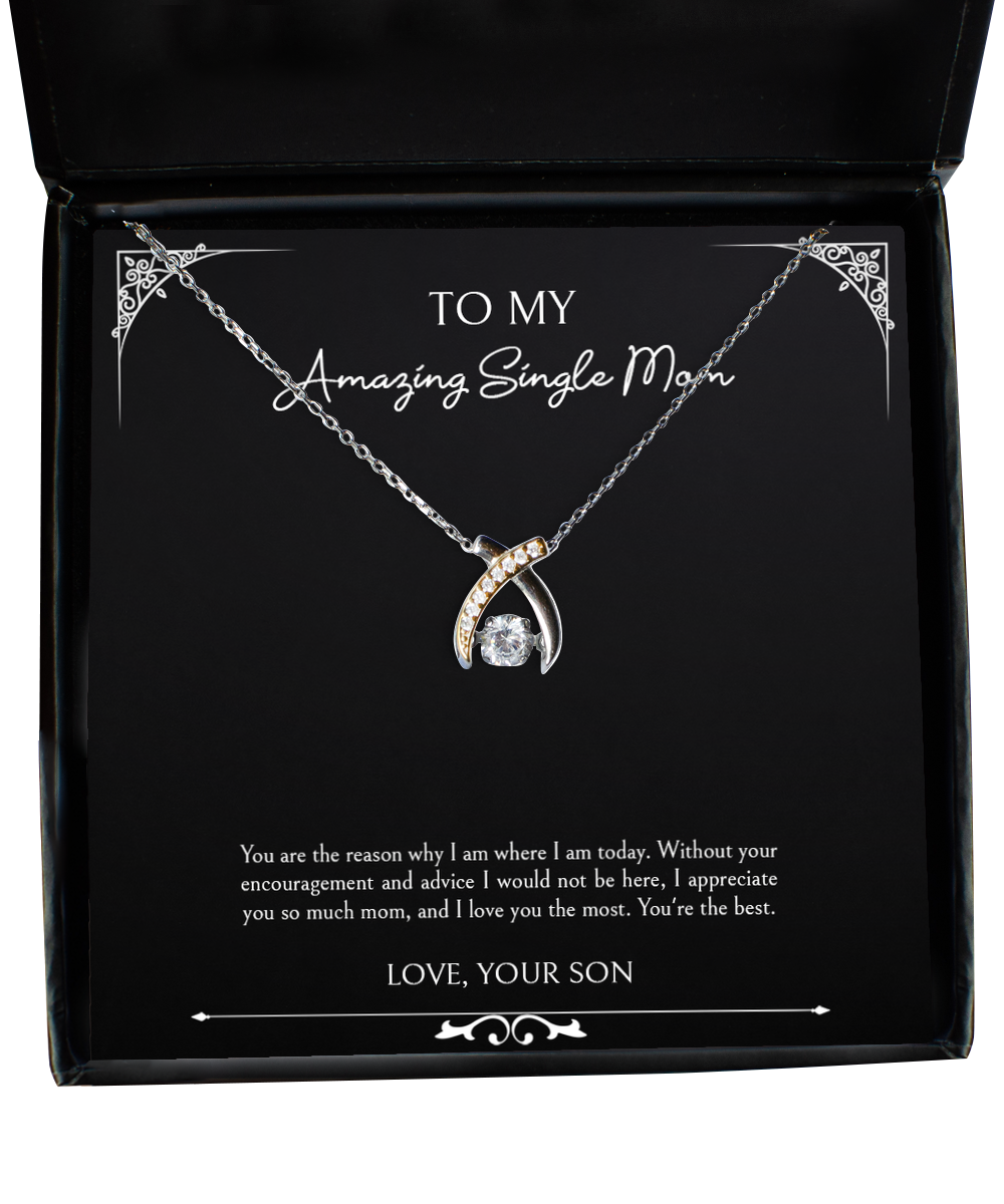 To My Single Mom Gifts, I Appreciate You So Much Mom, Wishbone Dancing Neckace For Women, Birthday Mothers Day Present From Son