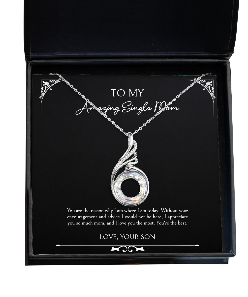 To My Single Mom Gifts, I Appreciate You So Much Mom, Rising Phoenix Necklace For Women, Birthday Mothers Day Present From Son